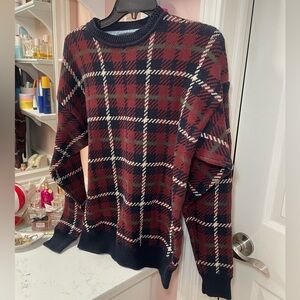 Vintage Woods & Grey 100% Cotton Plaid Sweater